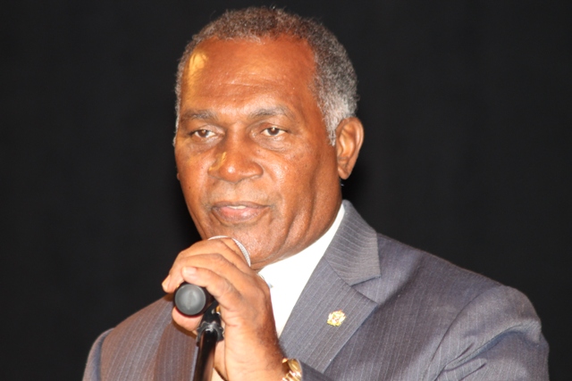 Premier of Nevis Hon. Vance Amory delivering the keynote address at the Nevis Island Administration’s 9th Annual Consultation on the Economy on September 24, 2015 at the Nevis Performing Arts Centre